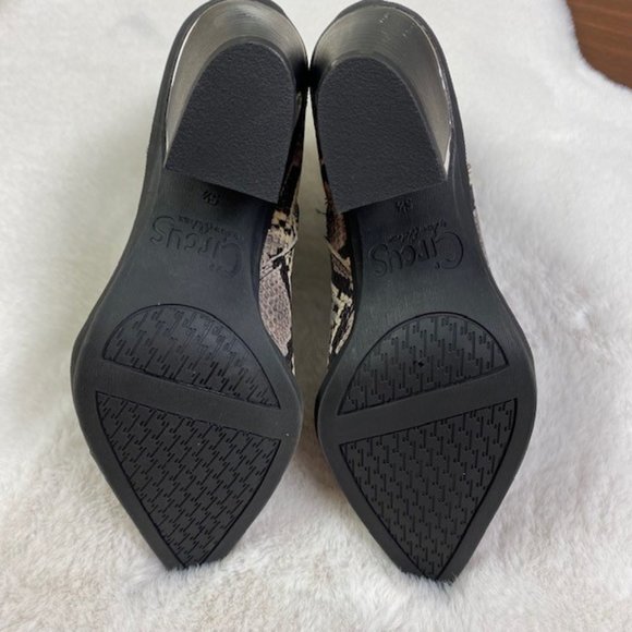 NEW Circus By Sam Edelman Snakeskin Pointed Toe Block Heel Booties, size 5.5 - Picture 13 of 16